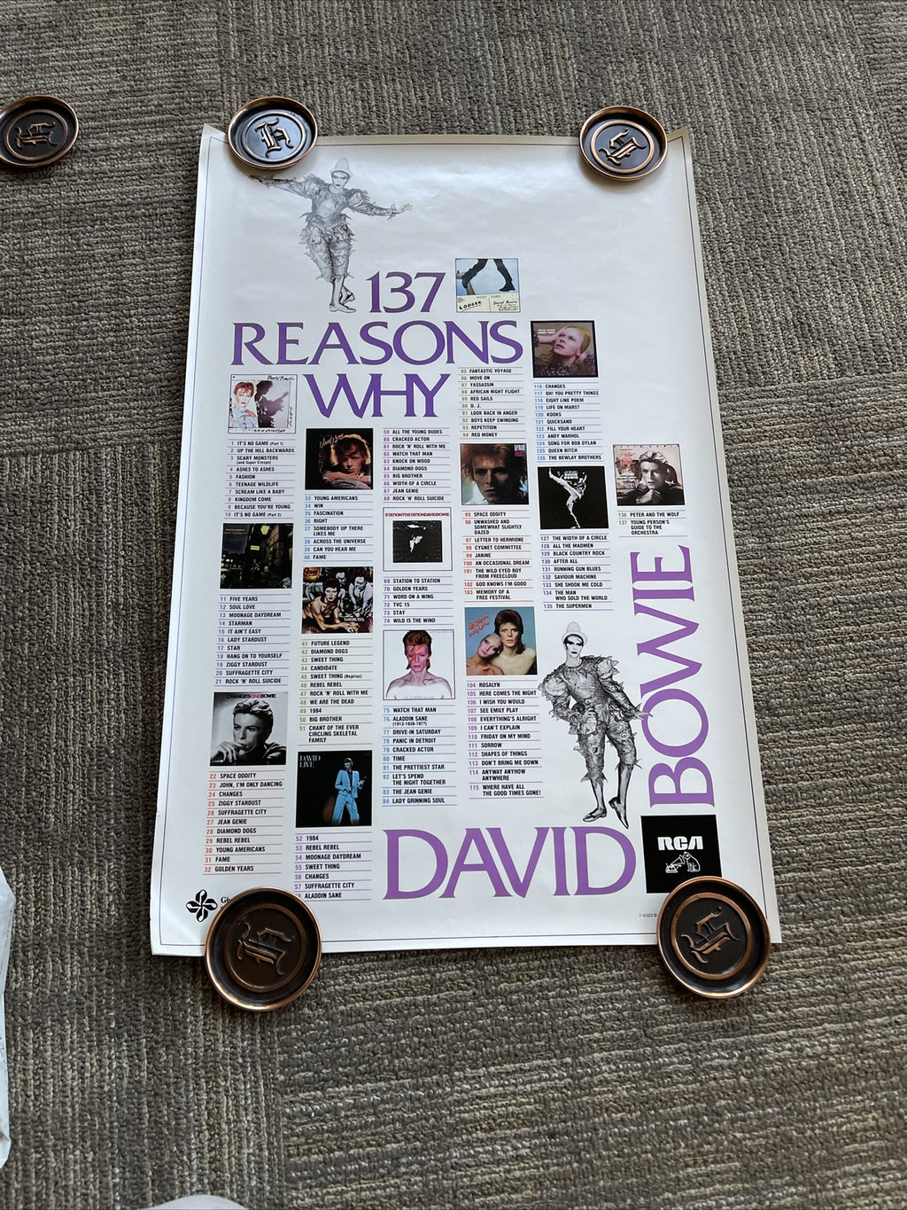 #7 1980 David Bowie Original Record Store Promo Poster 137 Reasons Why 27x17”7