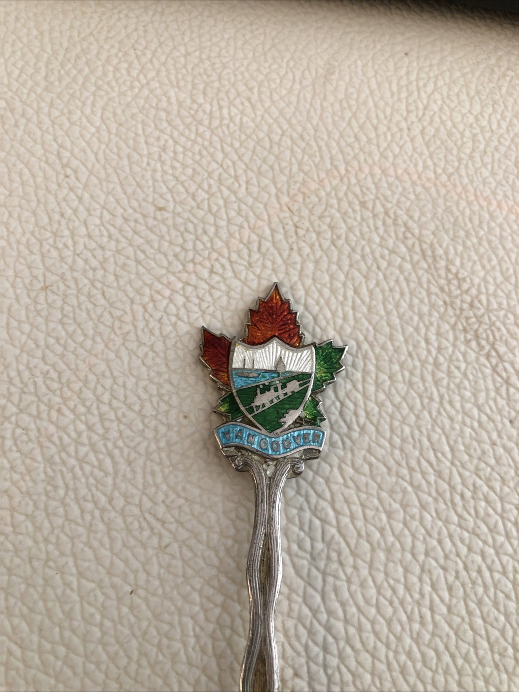 1920s VANCOUVER B C  Canada Souvenir Sterling Spoon Enameled1