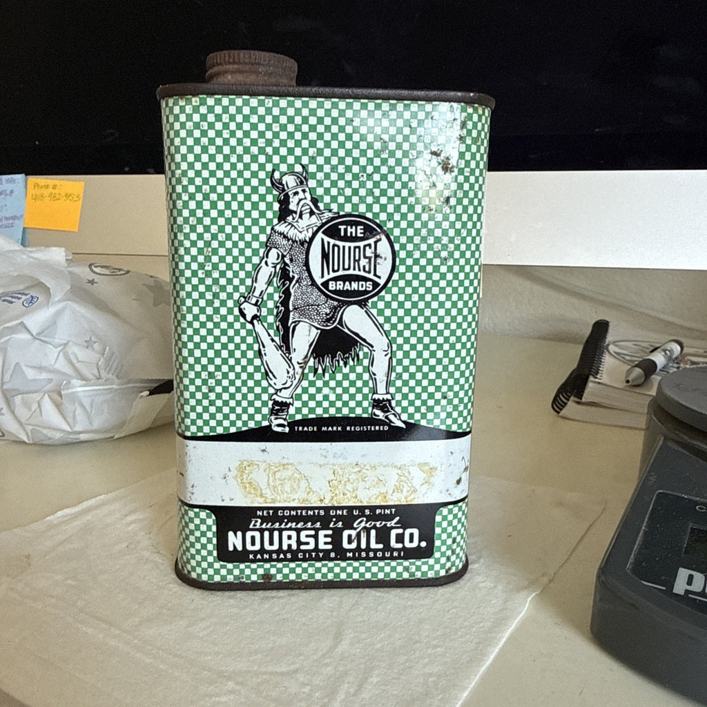 Vintage 1940s Metal Nourse Cream Separator Oil Metal One Quart Oil Can - Empty3