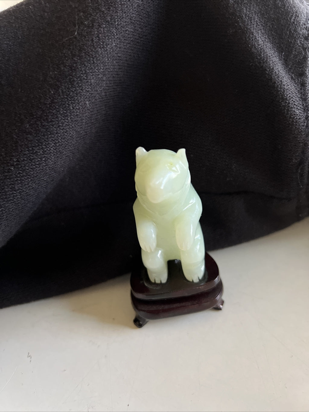 Vintage Carved Stone Bear Spirit Animal Mini Figure With Stand And Box3