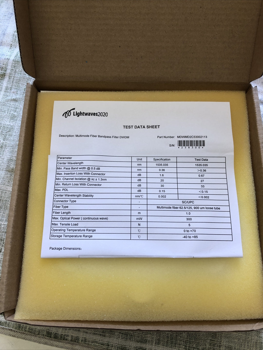 Lightwaves2020 Multimode Fiber Bandpass Filter DWDM 2 PCS 1535nm1