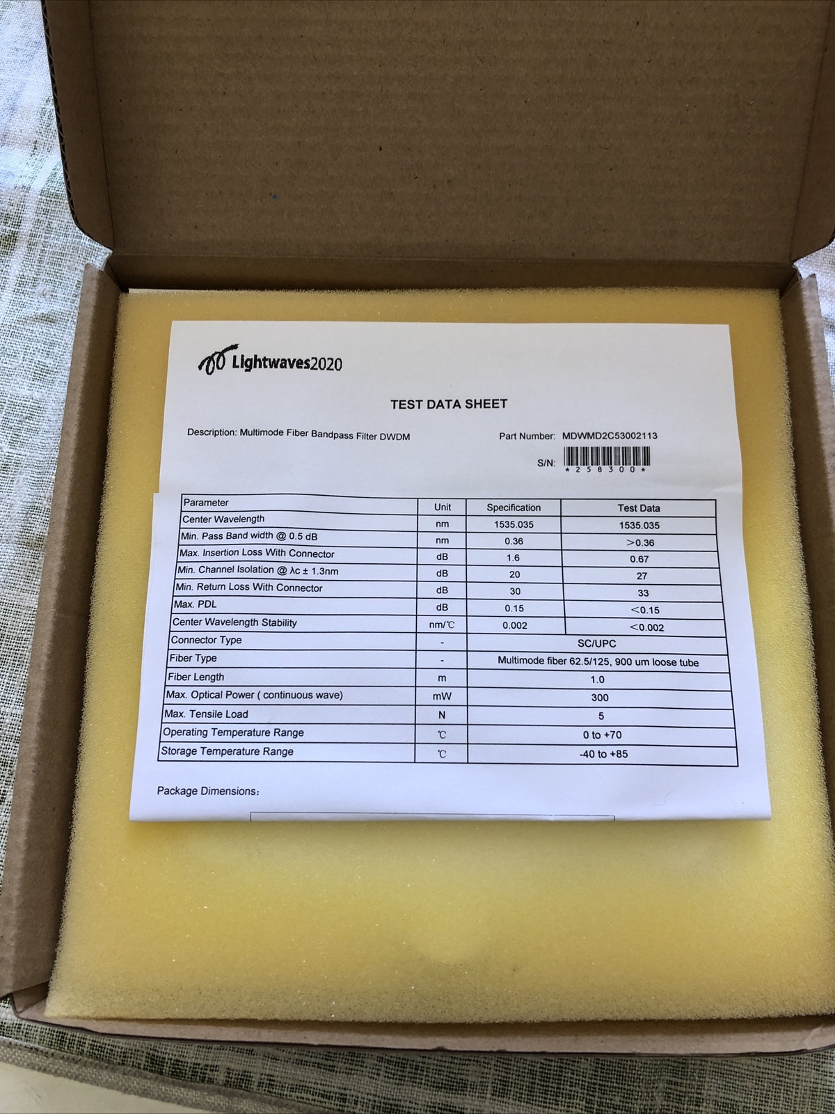 Lightwaves2020 Multimode Fiber Bandpass Filter DWDM 2 PCS 1535nm1