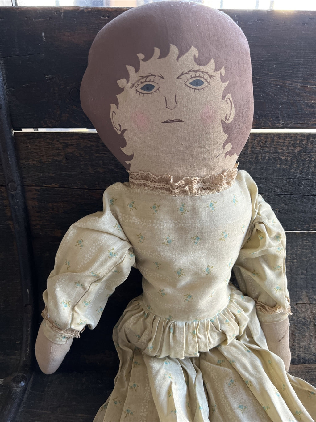 28” Vintage Cloth Doll  Painted Face Unidentified Maker1
