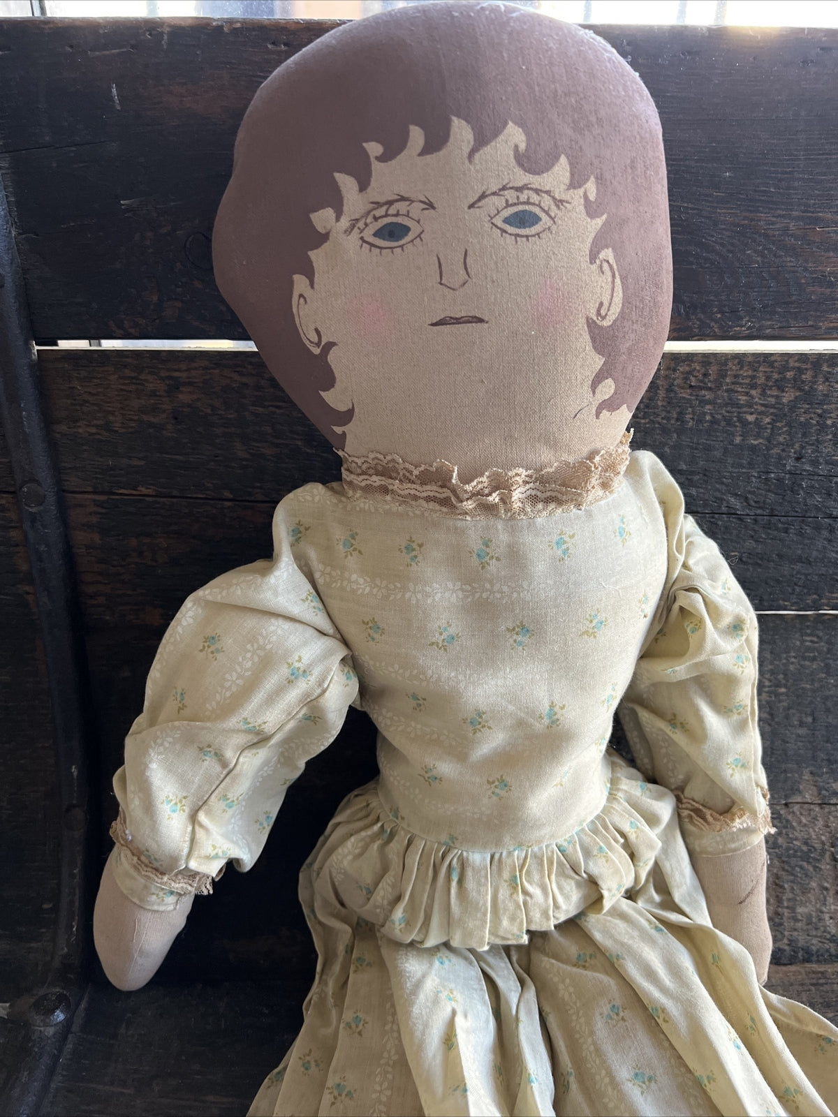 28” Vintage Cloth Doll  Painted Face Unidentified Maker1