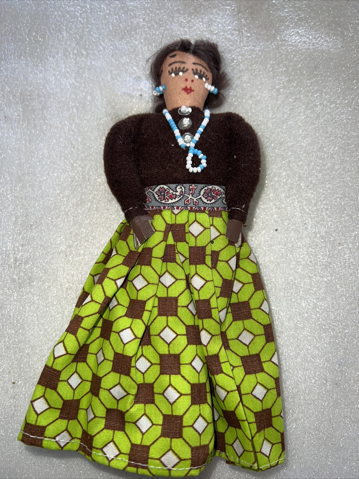 Vintage Hand-Made Native American Indian Folk Art Doll 7.5”0
