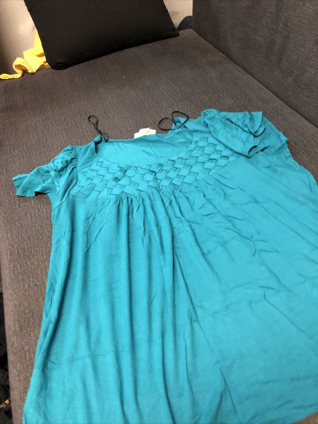 Kenar Womens Teal Scoop Neck Lightweight Woven Top 1X0