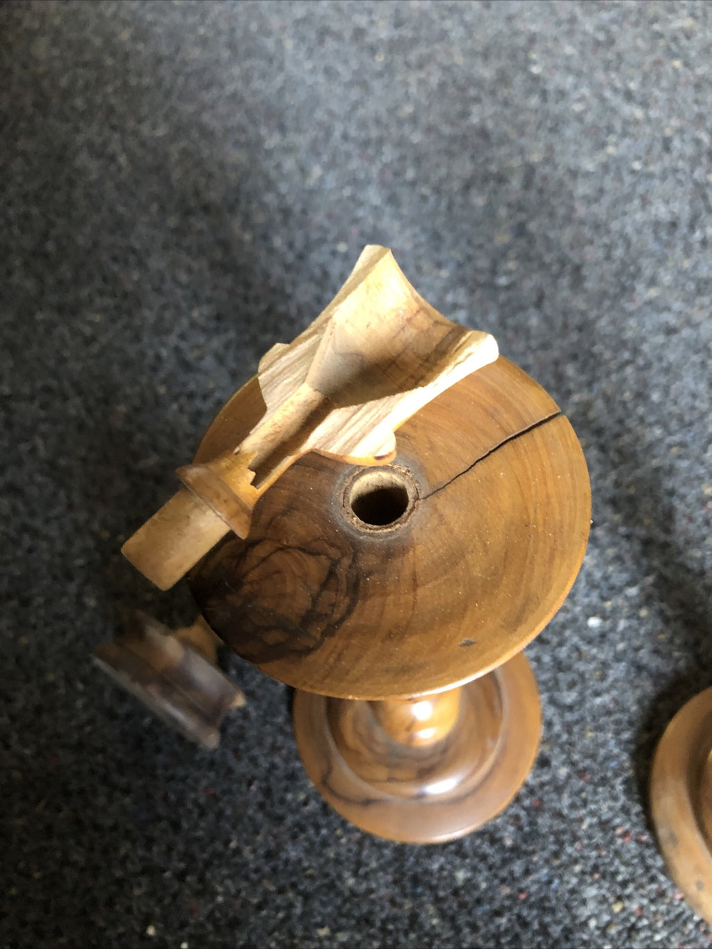 Vintage Pair of 3 Wooden Candle Holders Mid Century Modern5