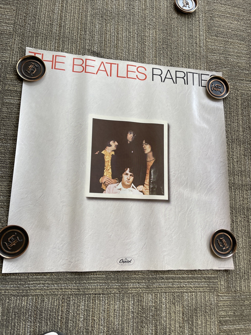 #191 1989 THE BEATLES Rarities ORIGINAL RecoRd Store PROMO POSTER 24x24”0