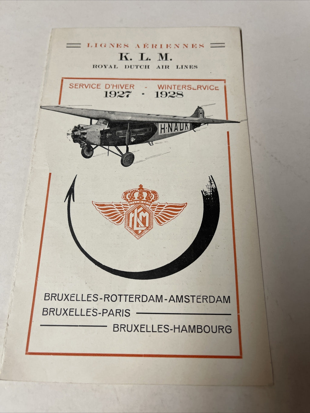 KLM Royal Dutch September 1927 AIRLINE TIMETABLE SCHEDULE Brochure flight cover0