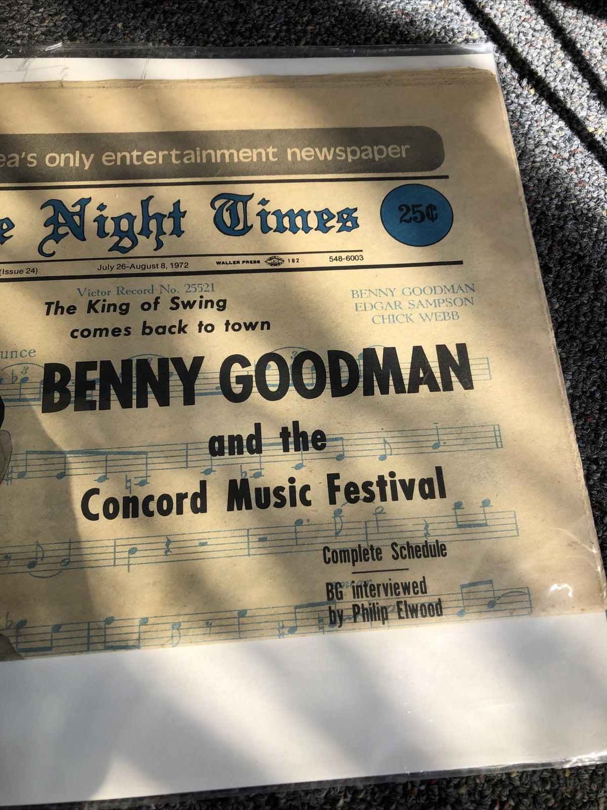 Vintage The Bay Areas Only Entertainment The Night Times Benny Goodman 19722