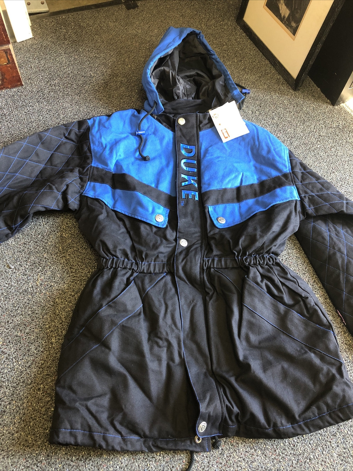 Rare Vintage 90’s NOS Duke Blue Devils Trench Coat Parka Jacket0