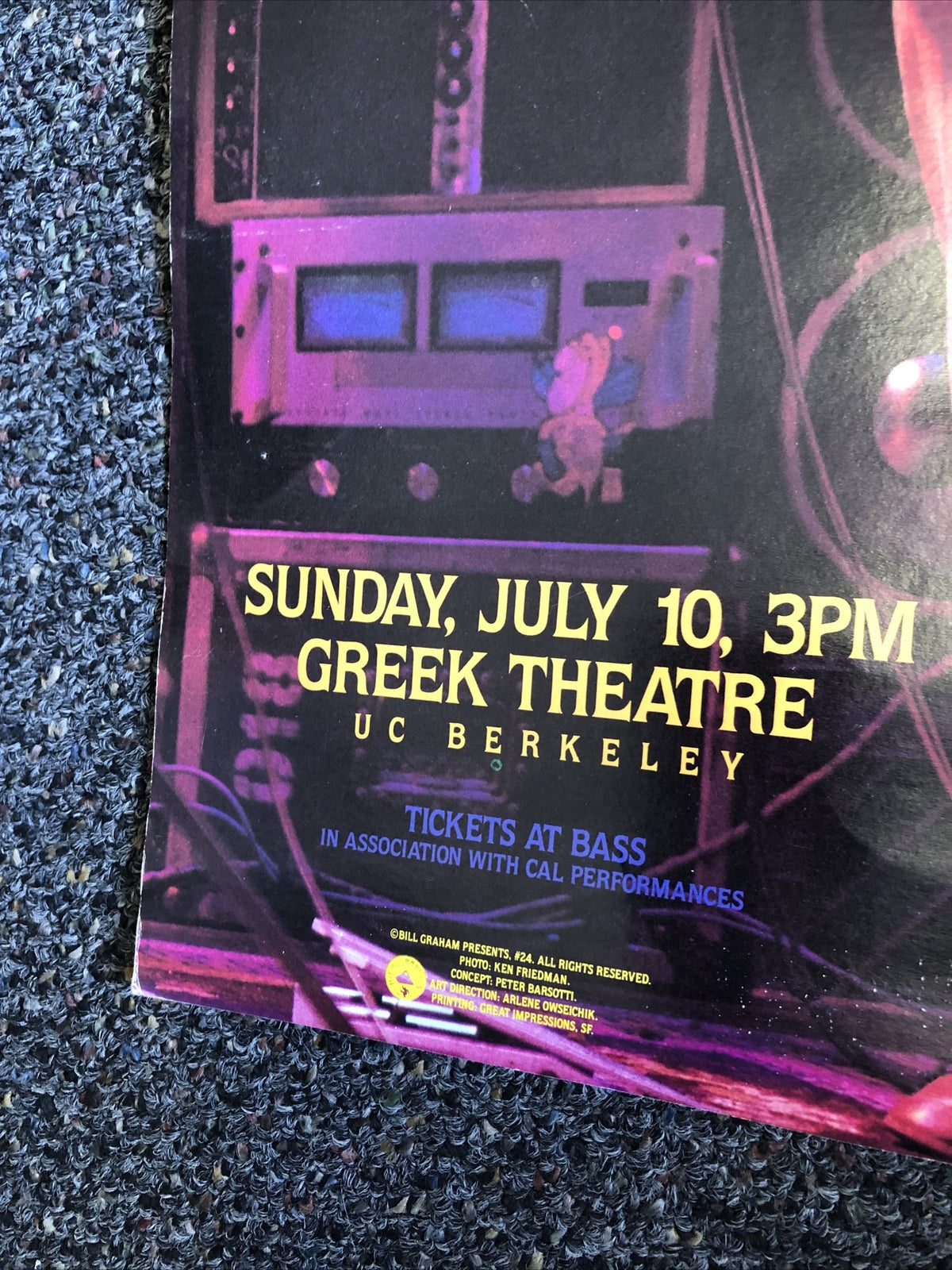 Rare Original Vintage GRATEFUL DEAD Jerry Garcia Electric Poster 20”x13”2