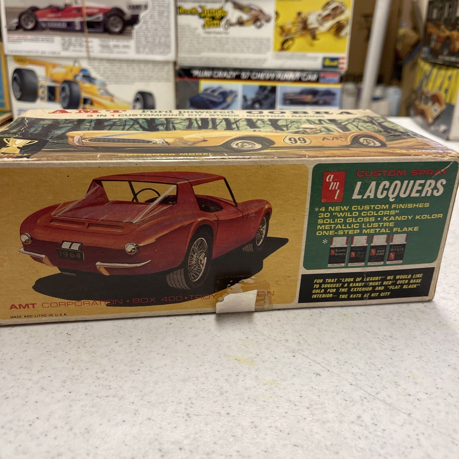 1960s RARE Amt 2170  69 COBRA Roadster Unbuilt Model Kit 3 Customizing Options5