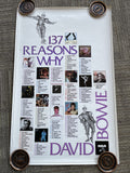 #7 1980 David Bowie Original Record Store Promo Poster 137 Reasons Why 27x17”0