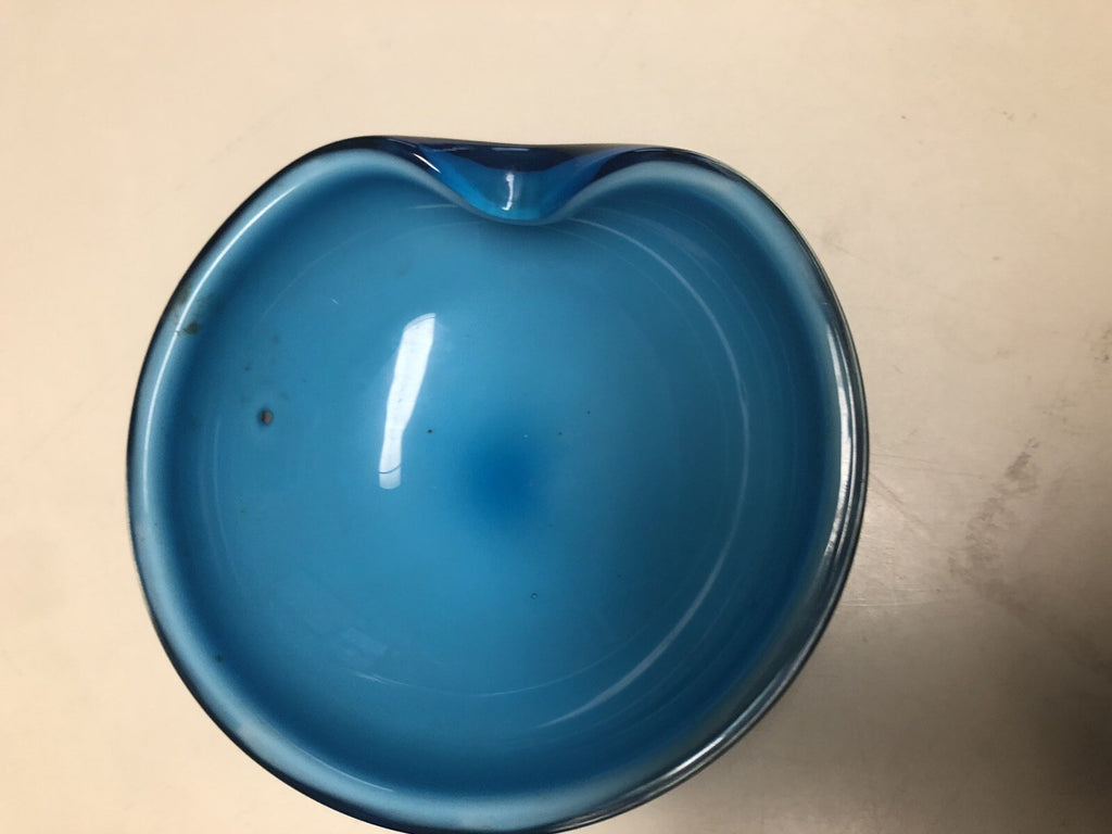 Vintage Two Toned Blue Glass Bowl 5”x2”3
