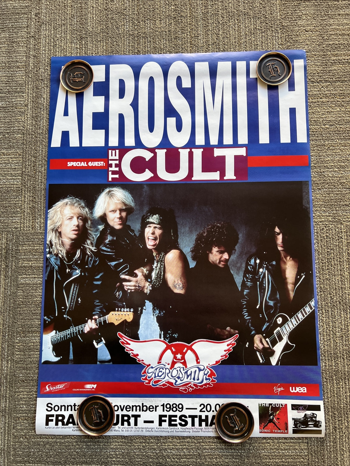 #143 1989  Aerosmith Cult Concert Tour Record Store Promo Poster 23” X 33”0