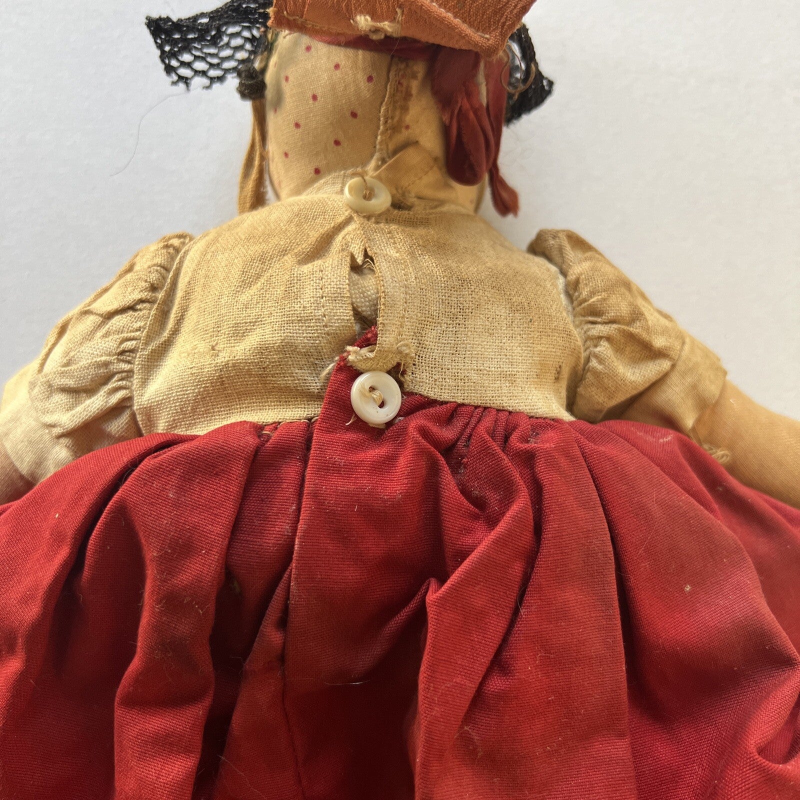 Lenci Type Italian * Antique Handmade Cloth Doll Painted Face 12”5