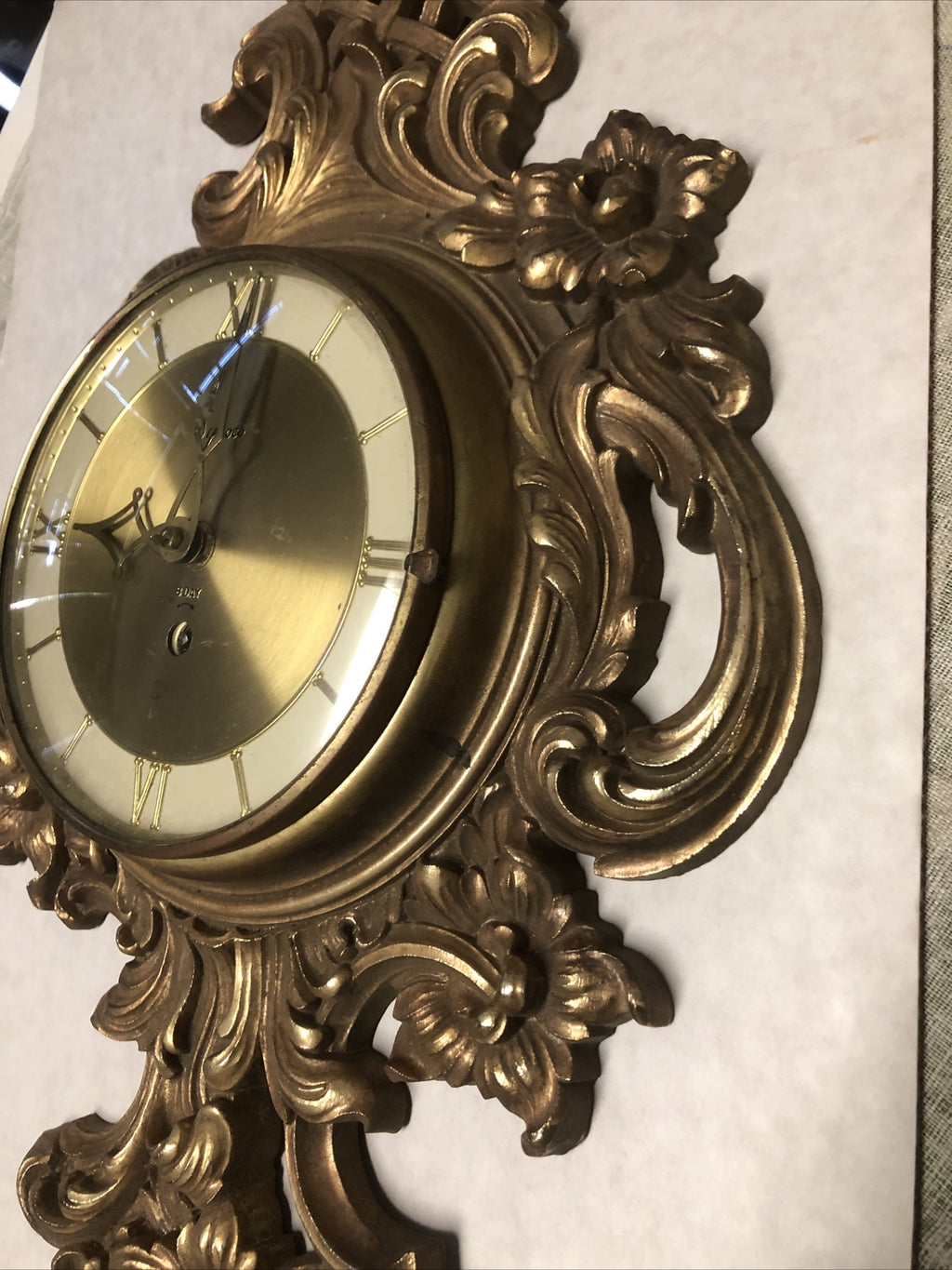 Vintage Syroco 8 Day German Wall Clock 22”x11” Not Working5