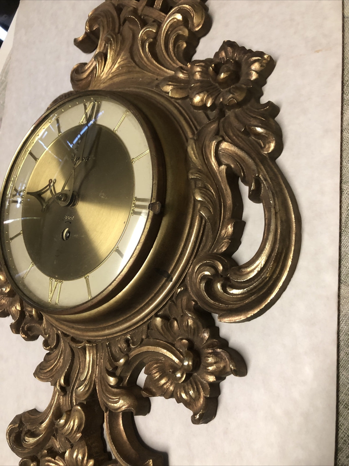 Vintage Syroco 8 Day German Wall Clock 22”x11” Not Working5