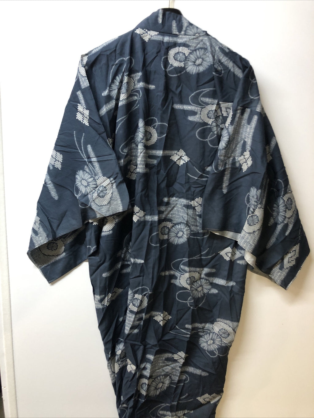 Vintage Cotten Asian Kimono Blue And White Mens4