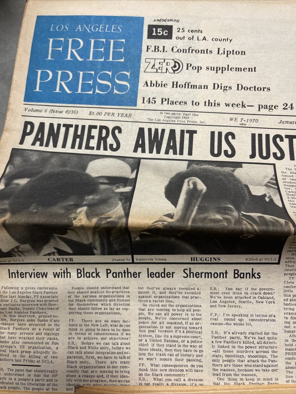 LOS ANGELES FREE PRESS Black Panther issues LOT Of 2 ORIGINAL 1968 &69 Magazine2