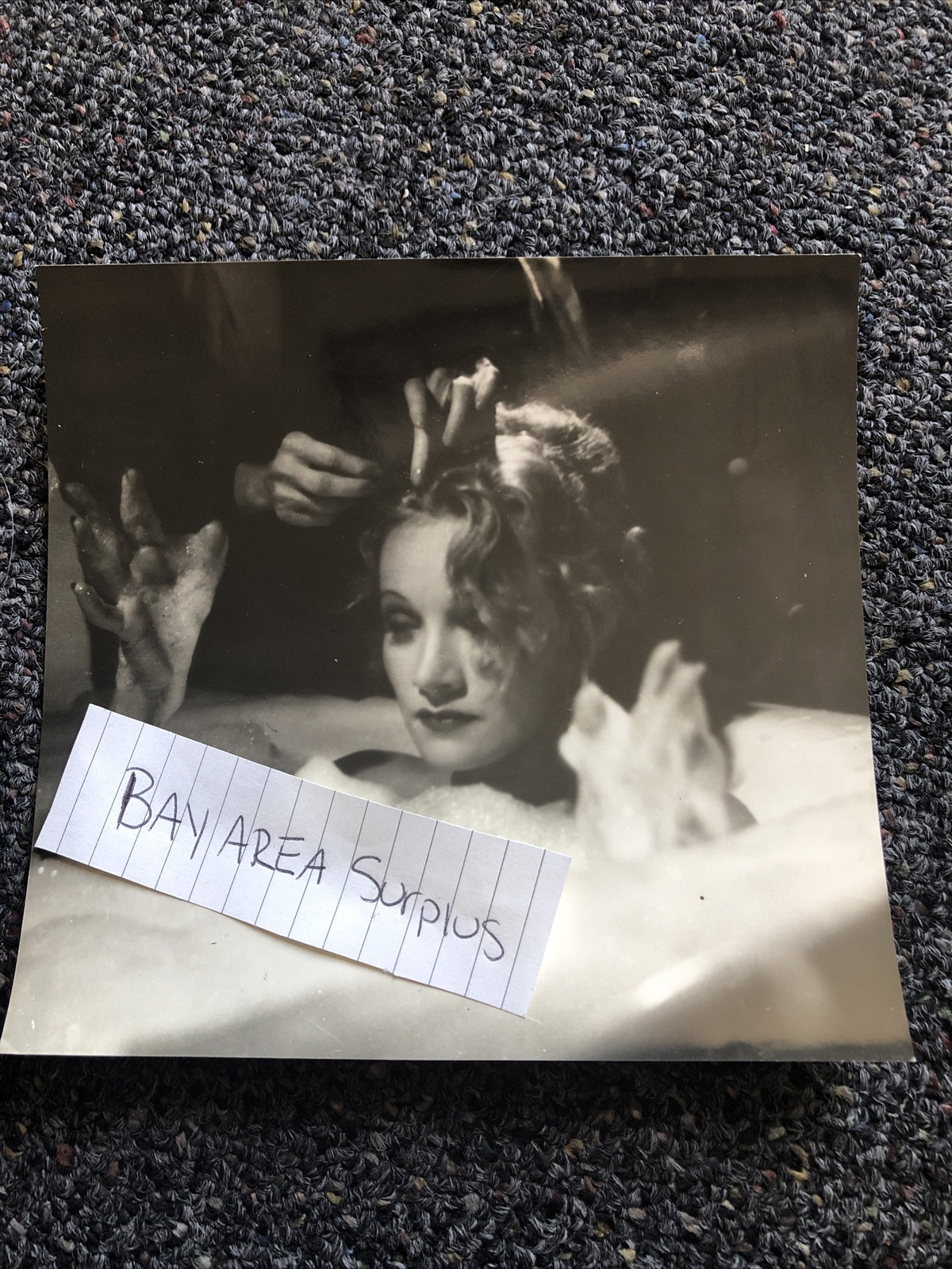 RARE Original Photo Of Marlene Dietrich Glamour Shot 6.5x6” Taking A Bubble Bath0