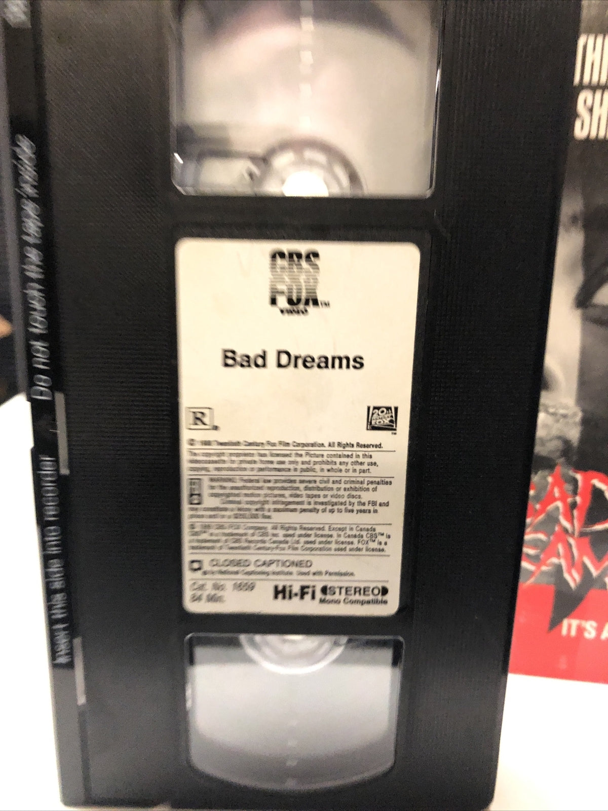 Bad Dreams VHS, 1988 Jennifer Rubin, Rare Horror Cult Classic Thriller B List4