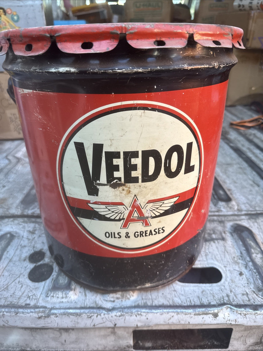 Vintage Veedol Flying A multipurpose Gear  Lubricant Grease Oil Can 35 LBS.4