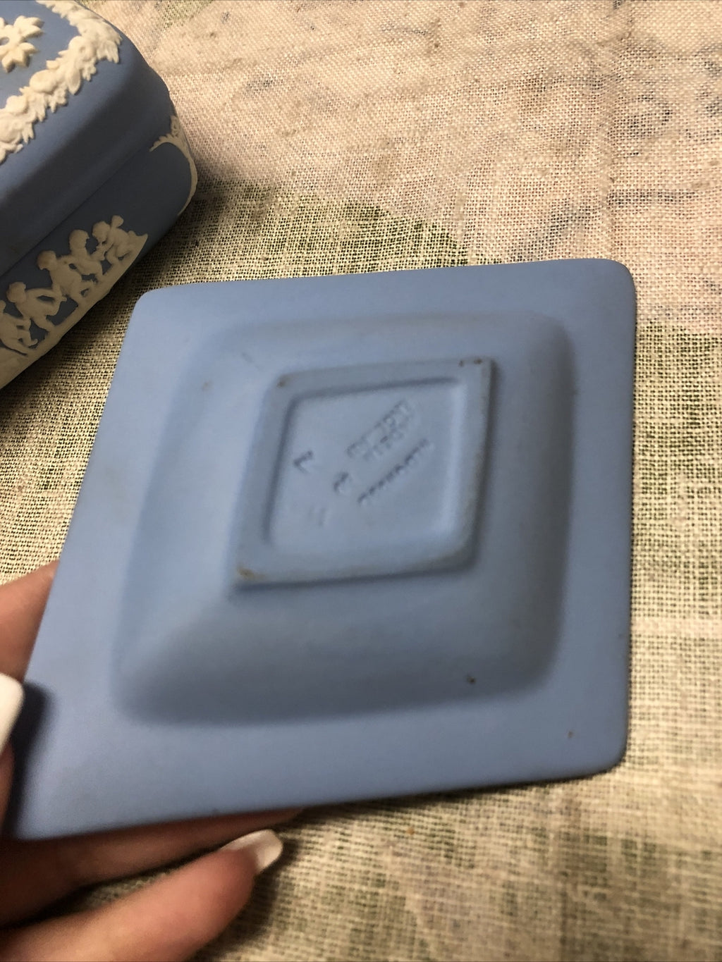 Vintage Wedgwood Trinket Dish Trinket and Small Vase Blue Jasperware4