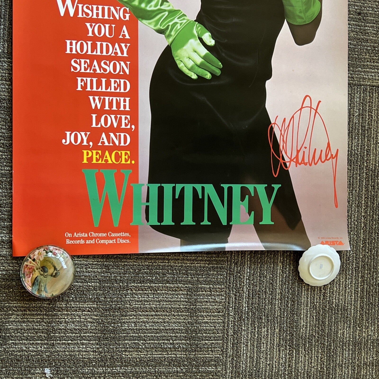 1986 Whitney Houston Arista Records Thanks Holiday Season  Promo Poster #229
