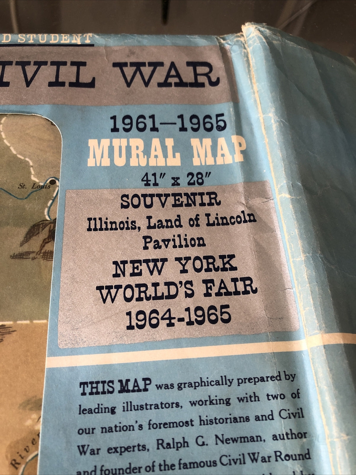 Rare Abraham Lincoln And The Civil War Mural Map 1861-1865 / 1961-19651