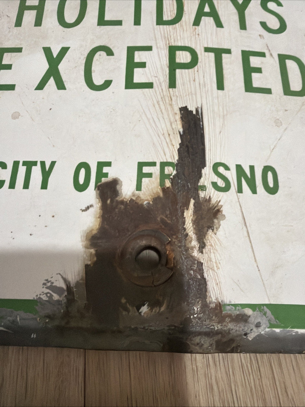 Vintage Porcelain enamel steel 2 Hour Parking Sign California  City Of Fresno2