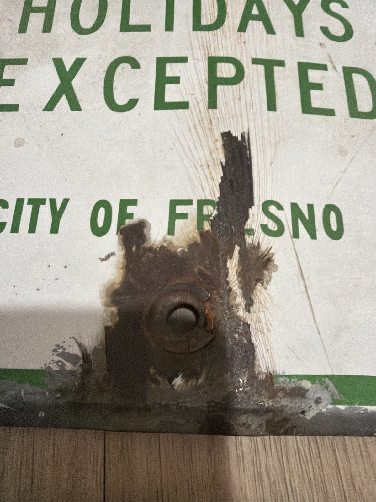 Vintage Porcelain enamel steel 2 Hour Parking Sign California  City Of Fresno2