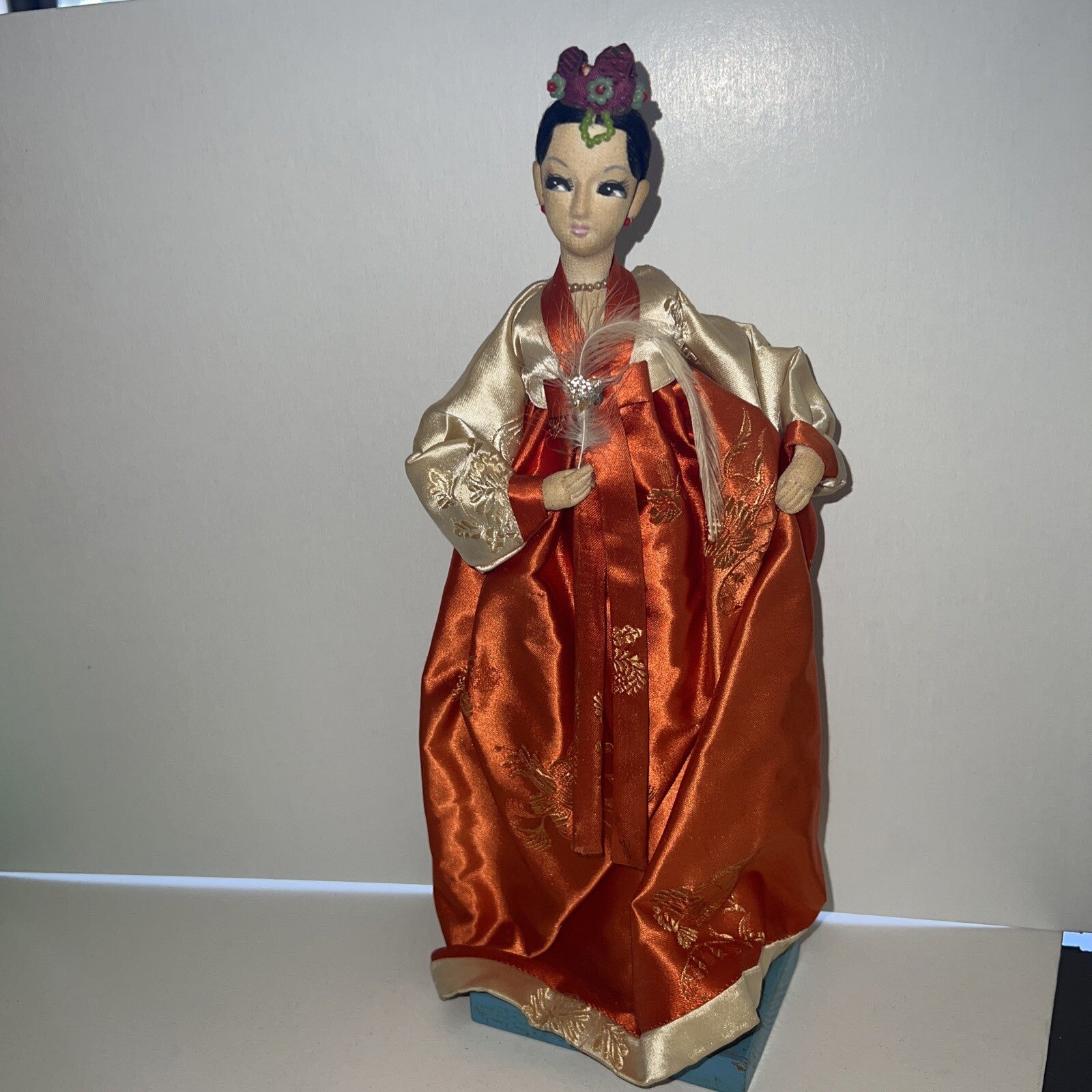 Lot of 3 Beautiful Antique Asian Folk Art Standing Dolls Handmade 16”,12”,7”1