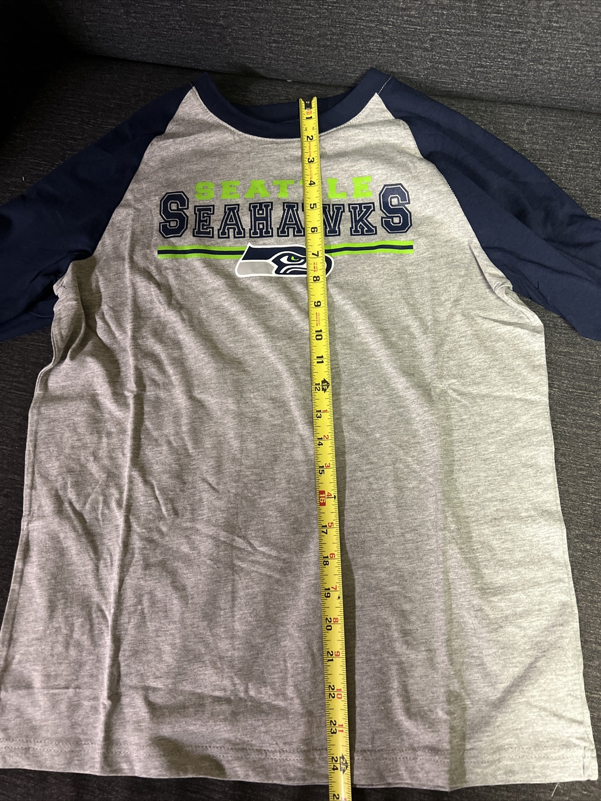 Seattle Seahawks NFL Football Long Sleeve Youth Size 10 Field Line Raglan Tee3