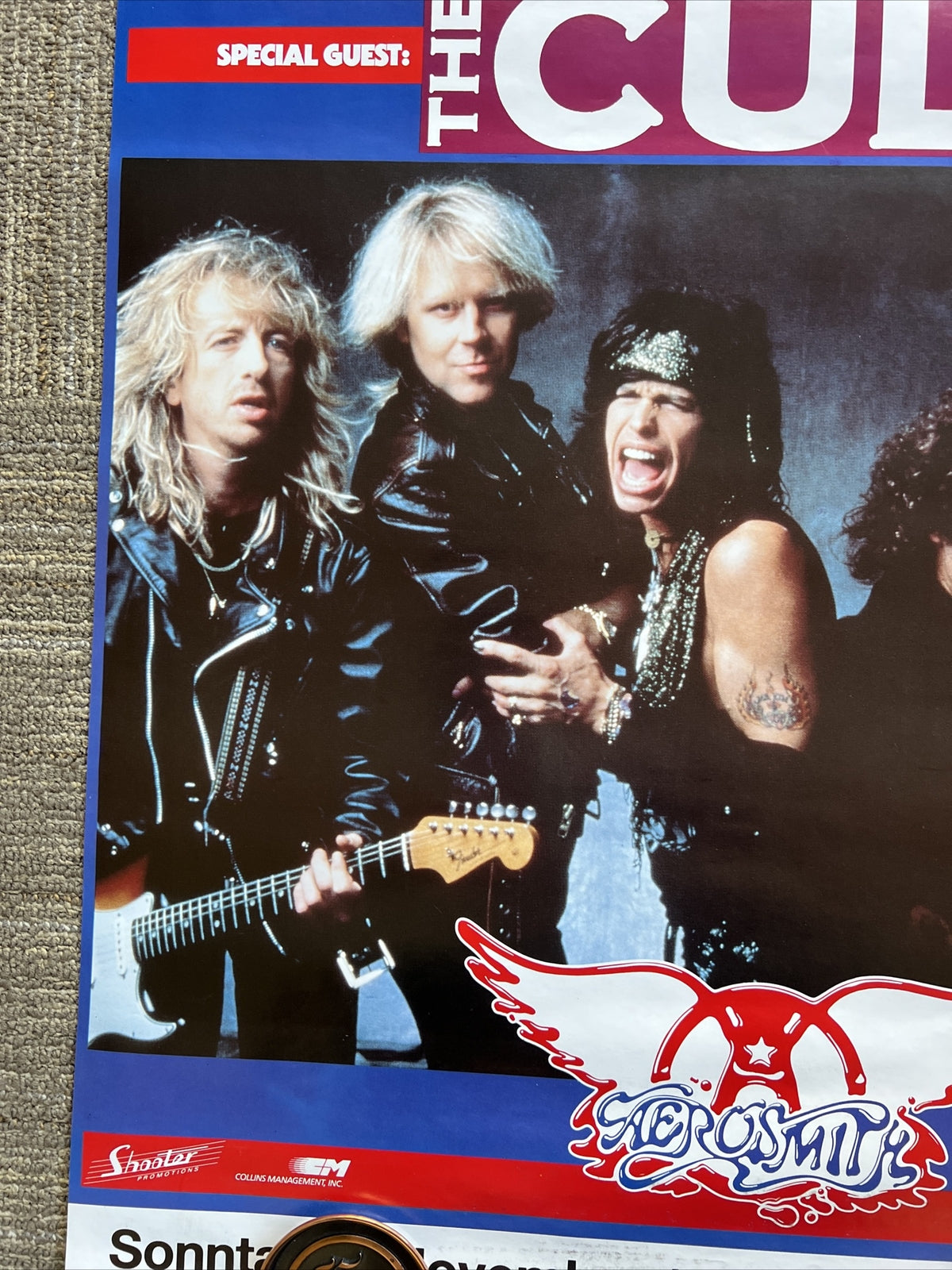 #143 1989  Aerosmith Cult Concert Tour Record Store Promo Poster 23” X 33”1
