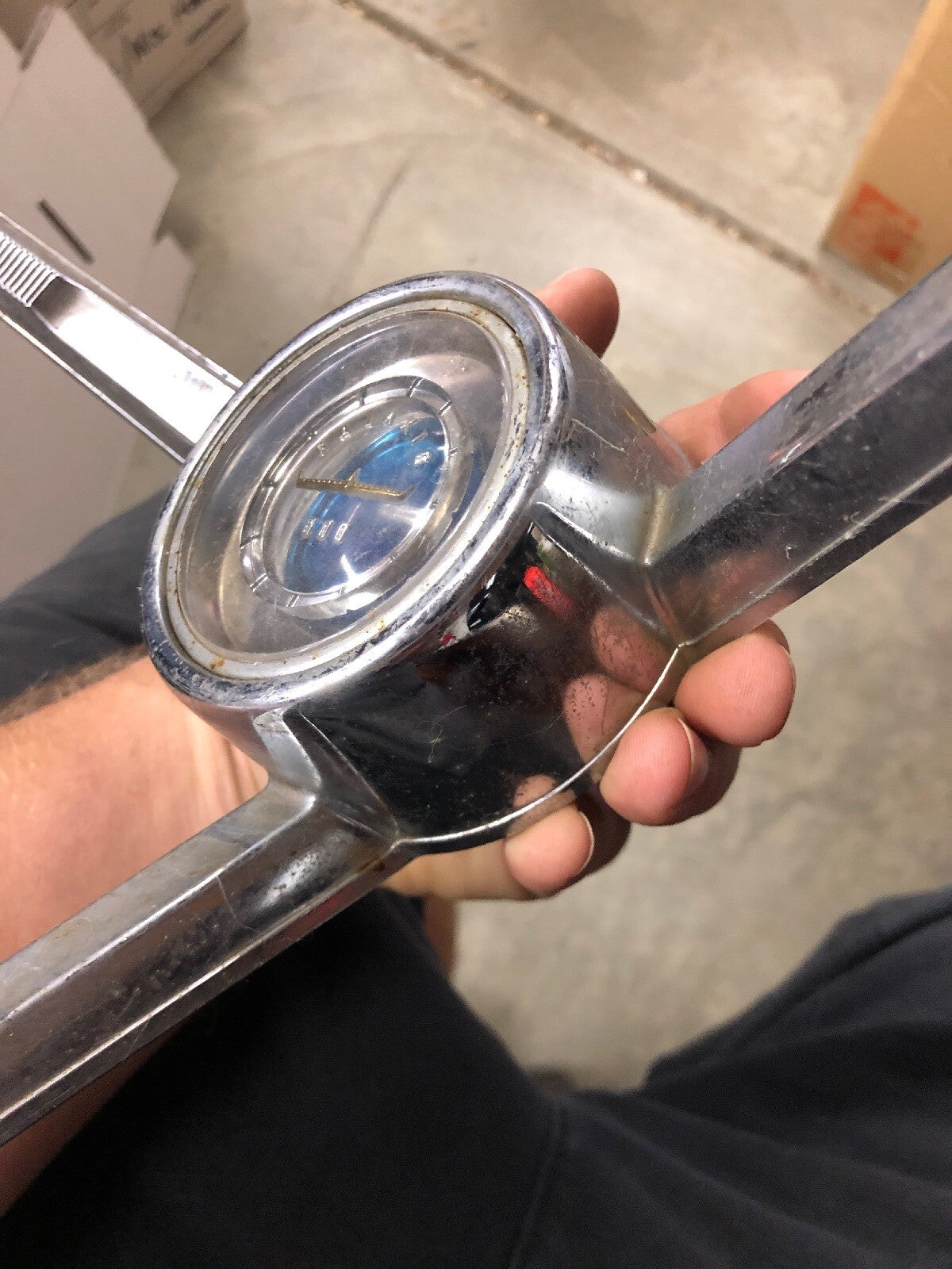 1963-4 Ford Galaxie 500 Barn Find Steering Wheel Chrome Horn Ring  C3AA-13A800.5