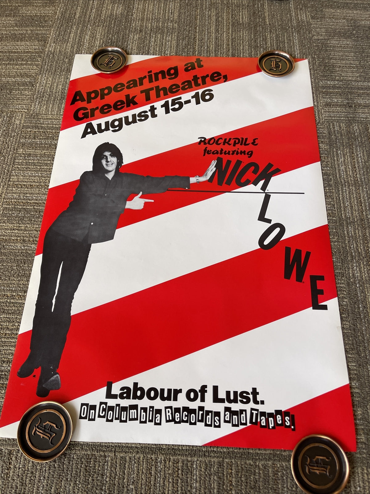 Nick Lowe Poster Rockpile Concert Greek Theater Berkeley Labour Of Lust0