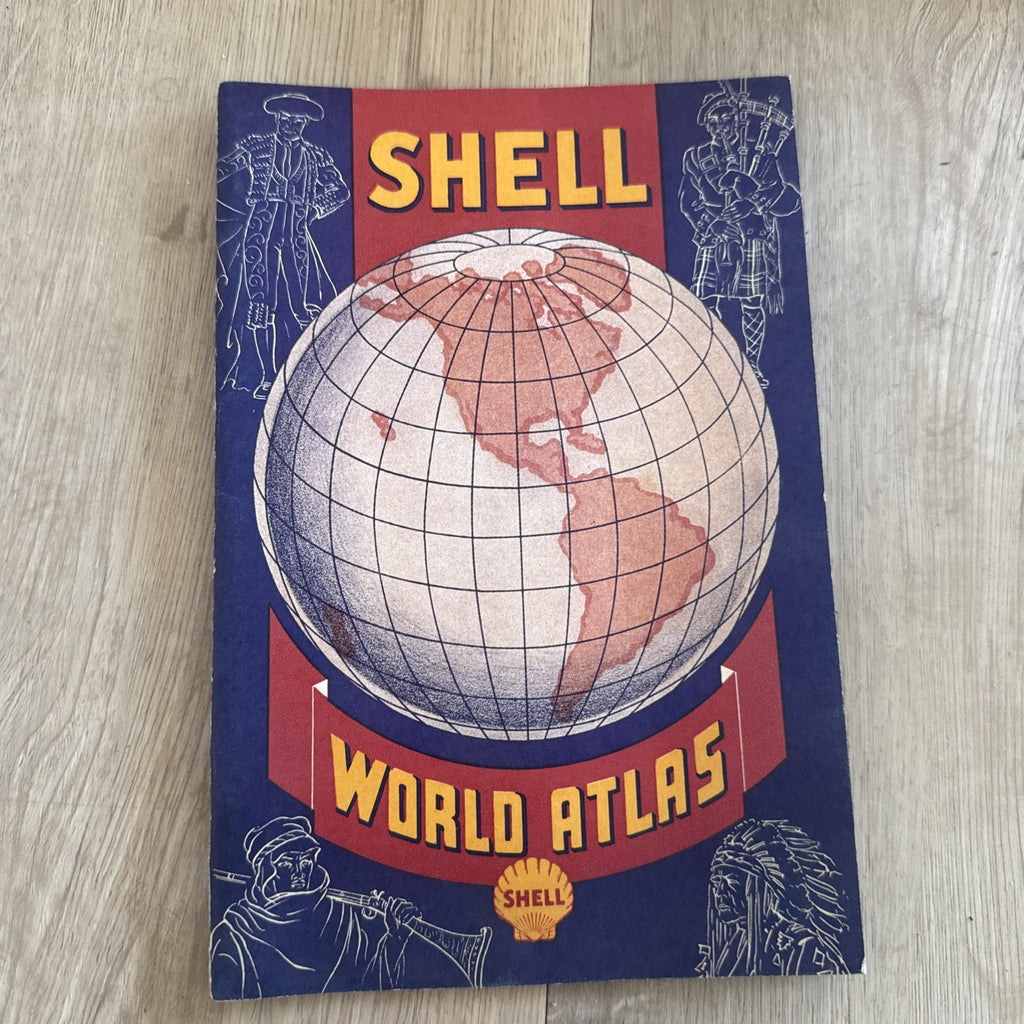 Vintage 1930s Shell Oil World Atlas Map Booklet Gas Station Advertising0