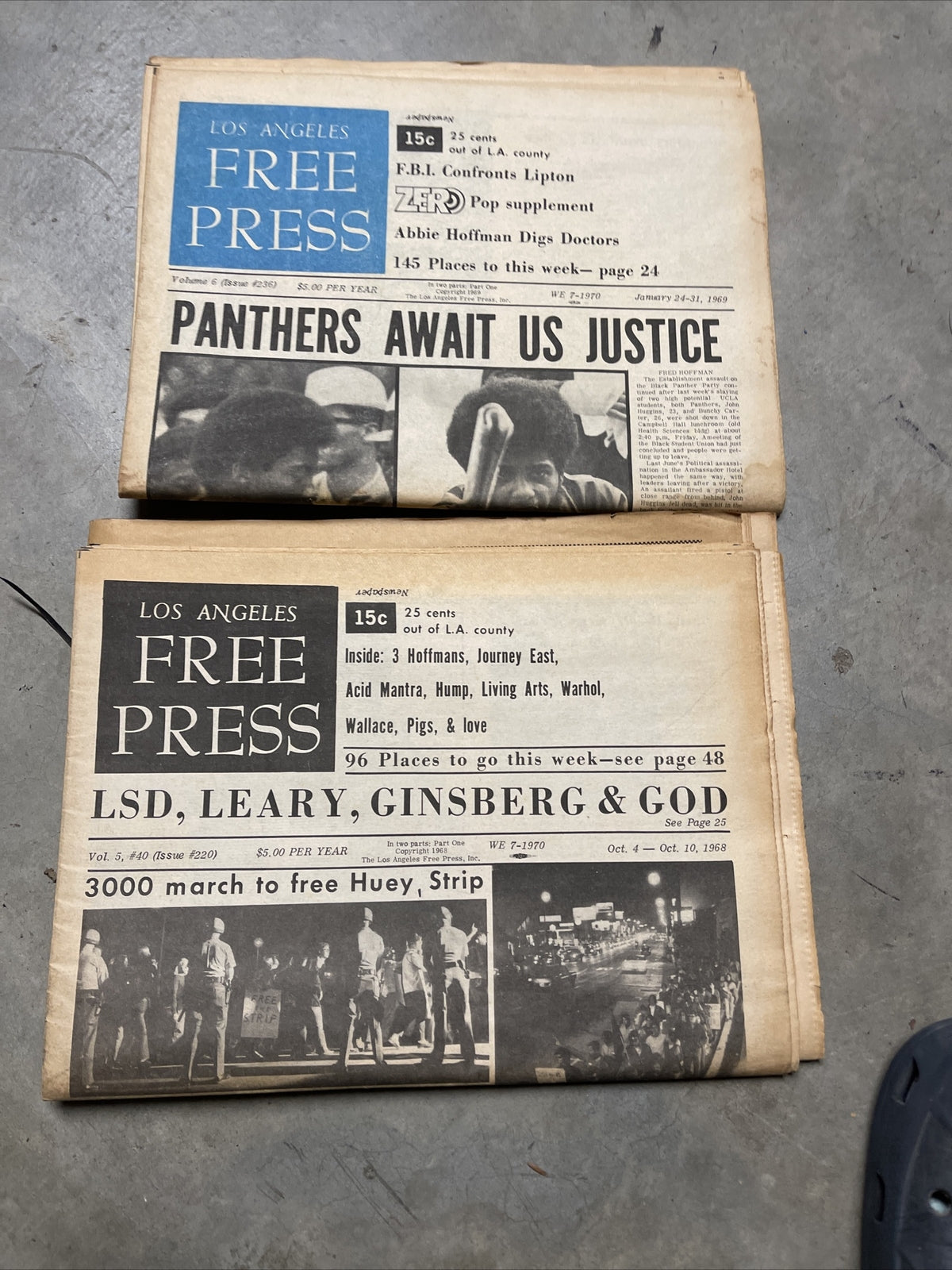 LOS ANGELES FREE PRESS Black Panther issues LOT Of 2 ORIGINAL 1968 &69 Magazine0