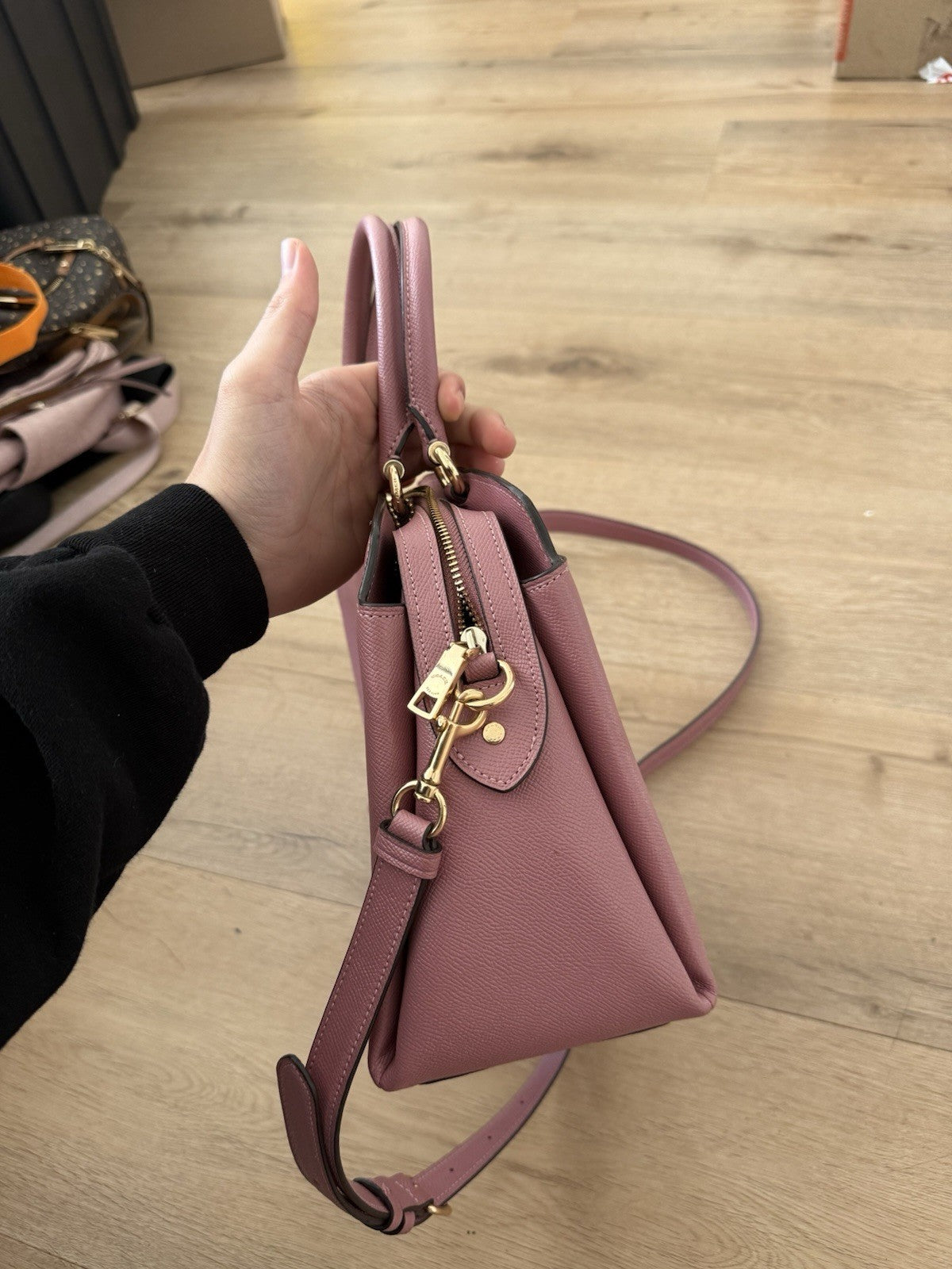 Coach Lillie Carryall Crossgrain Leather Bag Purse in Pink6