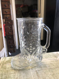 Vintage LIBBEY OF CANADA 6.5” BEER BOOT Mug Embossed Glass w Handle “TYLER”0