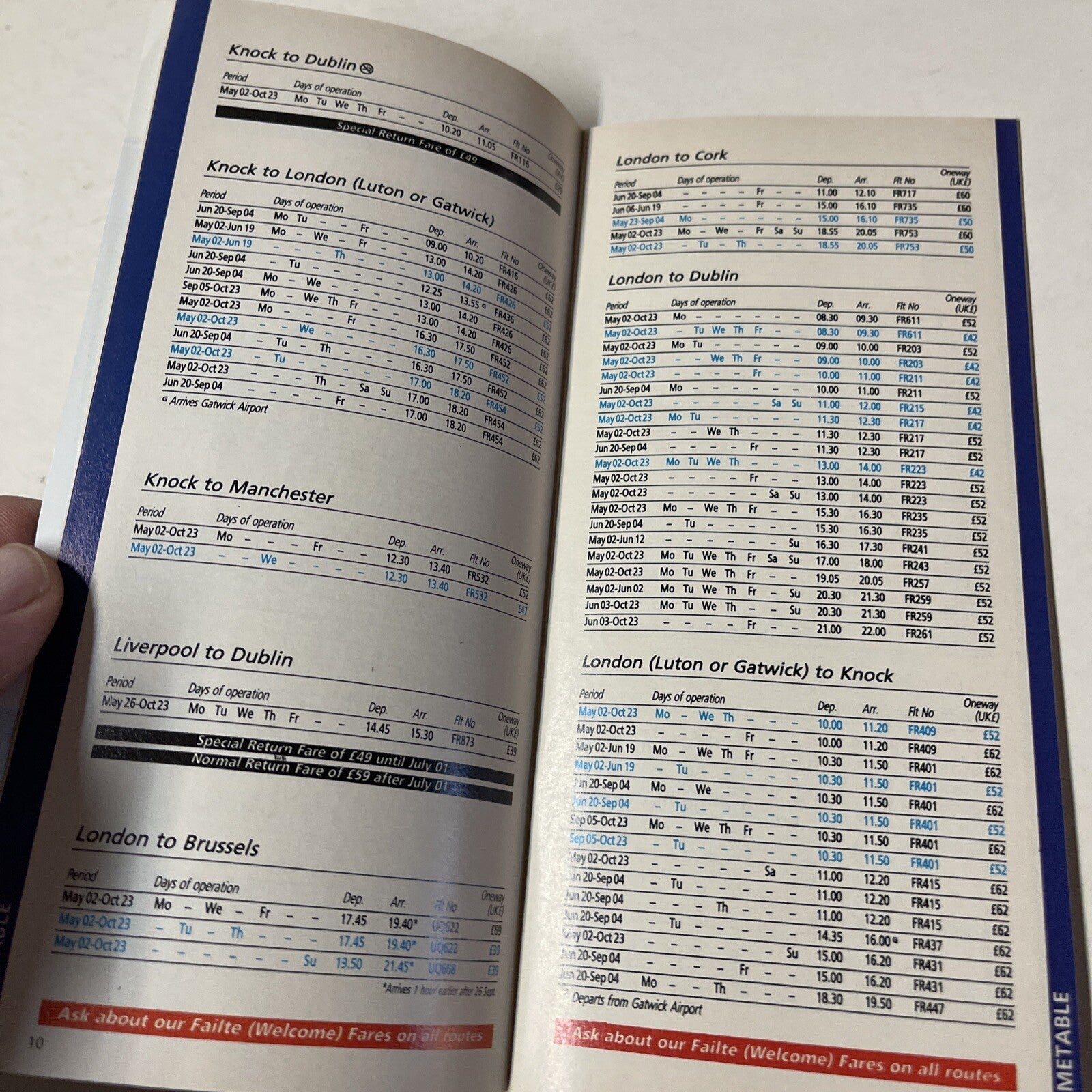 Ryanair AIRLINE May 1988 TIMETABLE SCHEDULE Brochure flight cover6