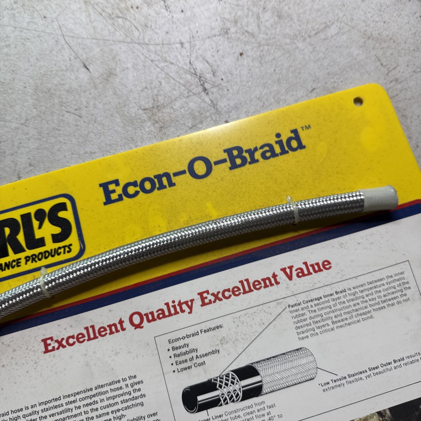 Vintage Earl’s Racing Display 15x15 – 1980s  Econ-O-Braid Hose Promo Sign2