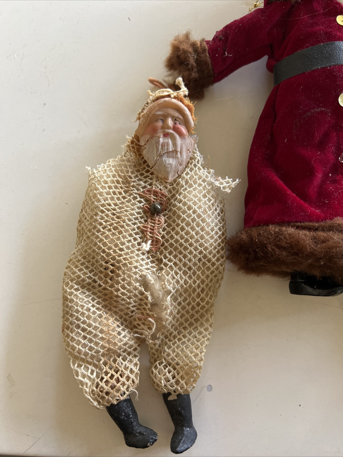Vintage Santa Claus Set One Bisque Two Santa Bags2