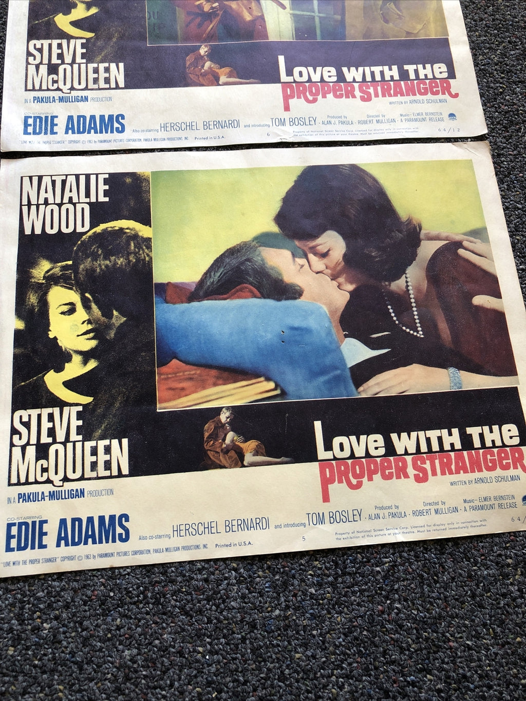 Love With The Proper Stranger - Original 14”x11” Lot Of 2 Movie Posters1