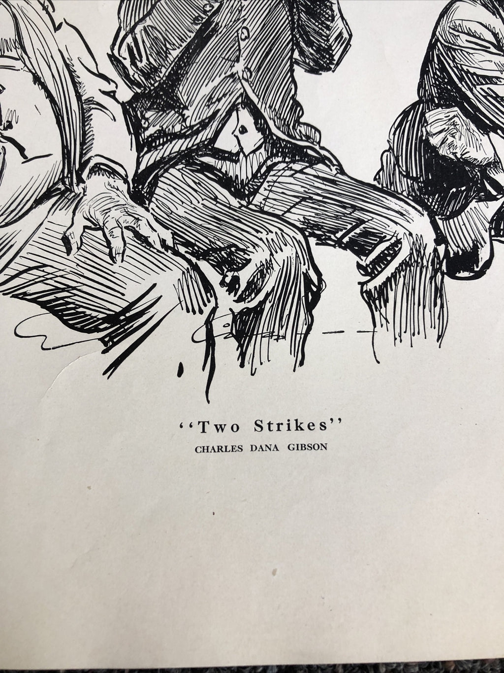 1914 Charles Dana Gibson Two Strikes Baseball Collier Lithograph Art Print1