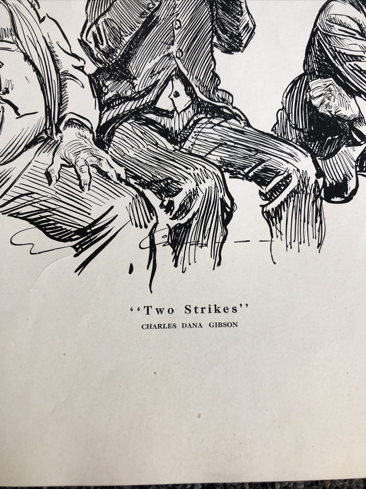 1914 Charles Dana Gibson Two Strikes Baseball Collier Lithograph Art Print1