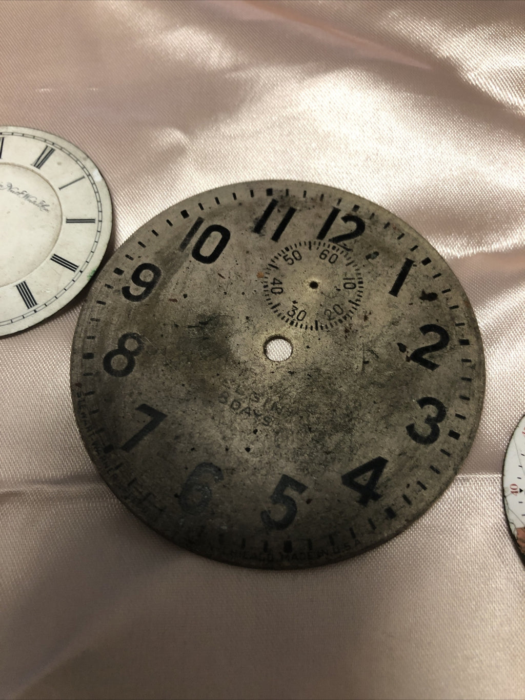 Vintage Pocket Watch Face ELGIN NATIONAL WATCH CO. Lot Of 3 For Parts/Repair1