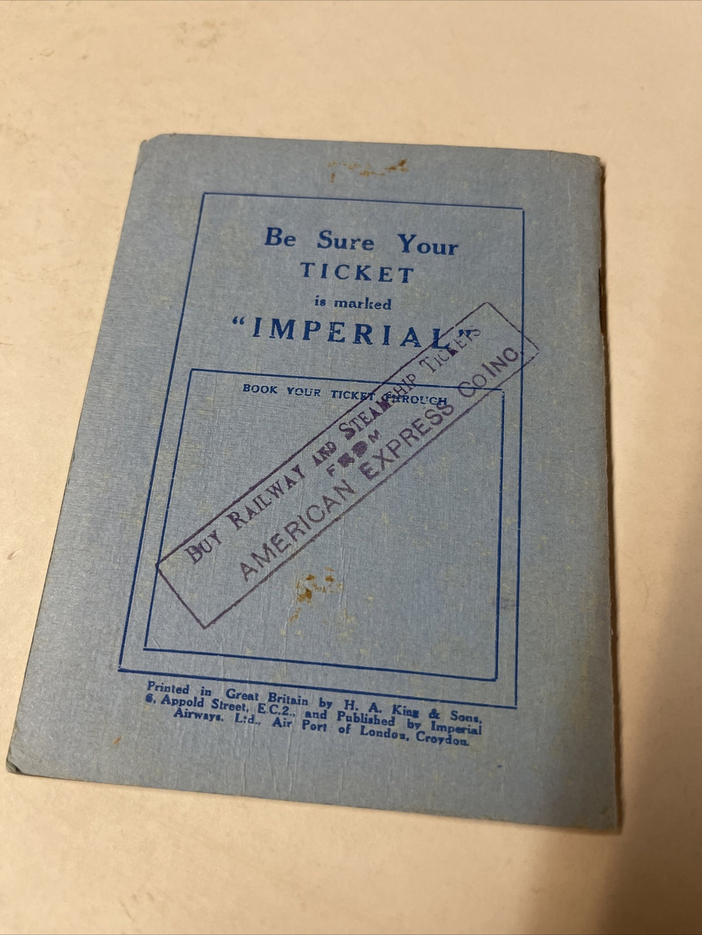 Imperial Airways 1926 AIRLINE TIMETABLE SCHEDULE Brochure flight Map1